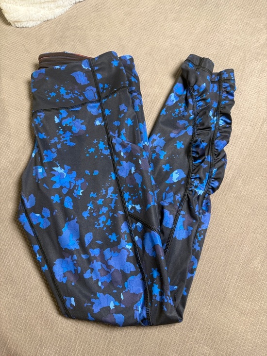lululemon athletica Pants - lululemon athletica Black Leggings with Blue Floral Print